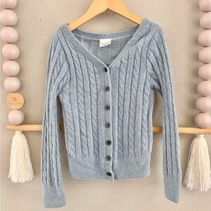 A&F Blue Cable Knit Cardigan Sweater